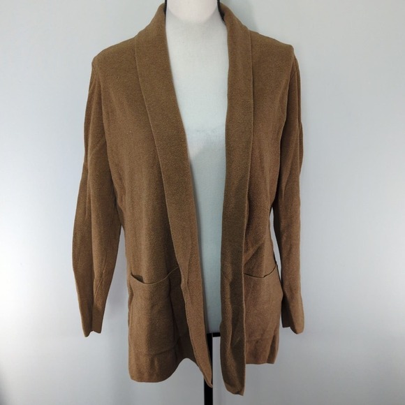 J. Crew Factory RE-IMAGINED Tan‎ Cotton Pocket Shawl Collar Cardigan Size XS - Picture 1 of 8
